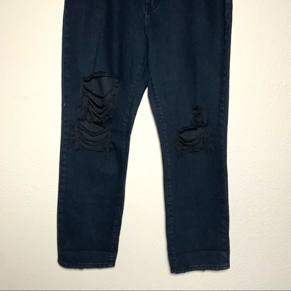 Rolla's Original Cropped High Rise Distressed Straight Leg Jeans Black 29 - Picture 4 of 8